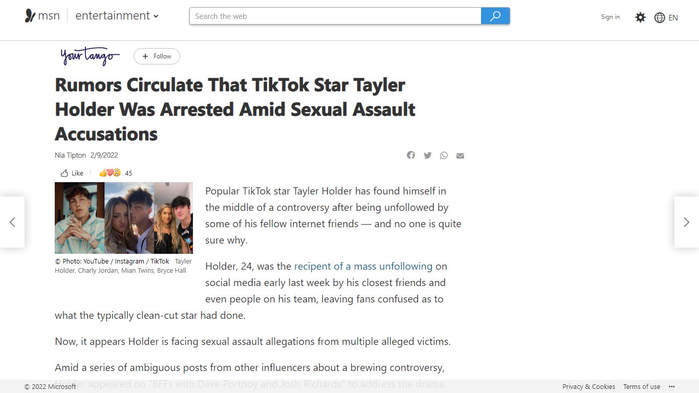 Rumors Circulate That TikTok Star Tayler Holder Was Arrested Amid ... - MSN